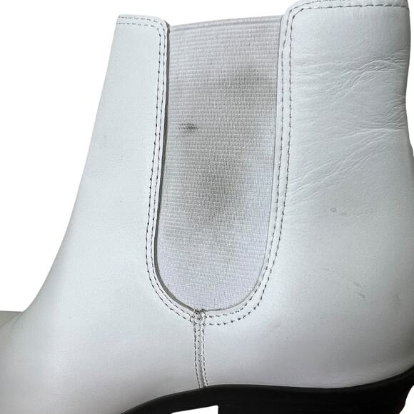 Nine West Wyliis White Leather Chelsea Ankle Boots Boots Size 6M Pointed Toe - Picture 8 of 10